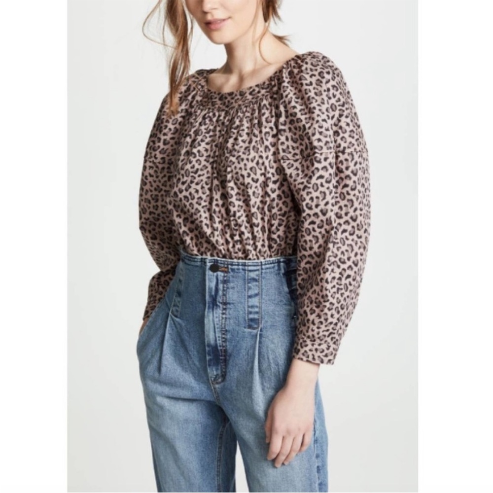 Rebecca Taylor Ocelot Poplin Cheetah Top Small
